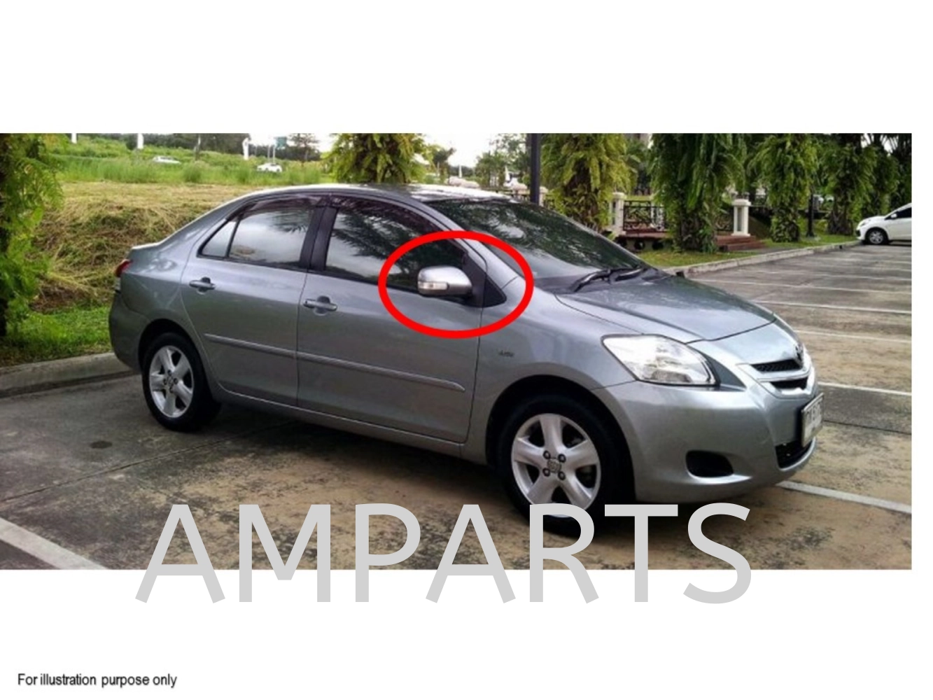 Toyota Vios 2008 Door Mirror With Lamp (Auto Foldable) 7 Pin