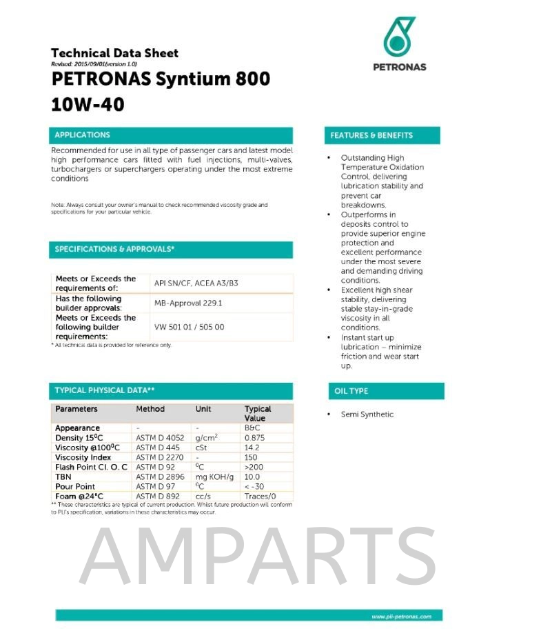 PETRONAS SYNTIUM 800 SN 10W40 4L